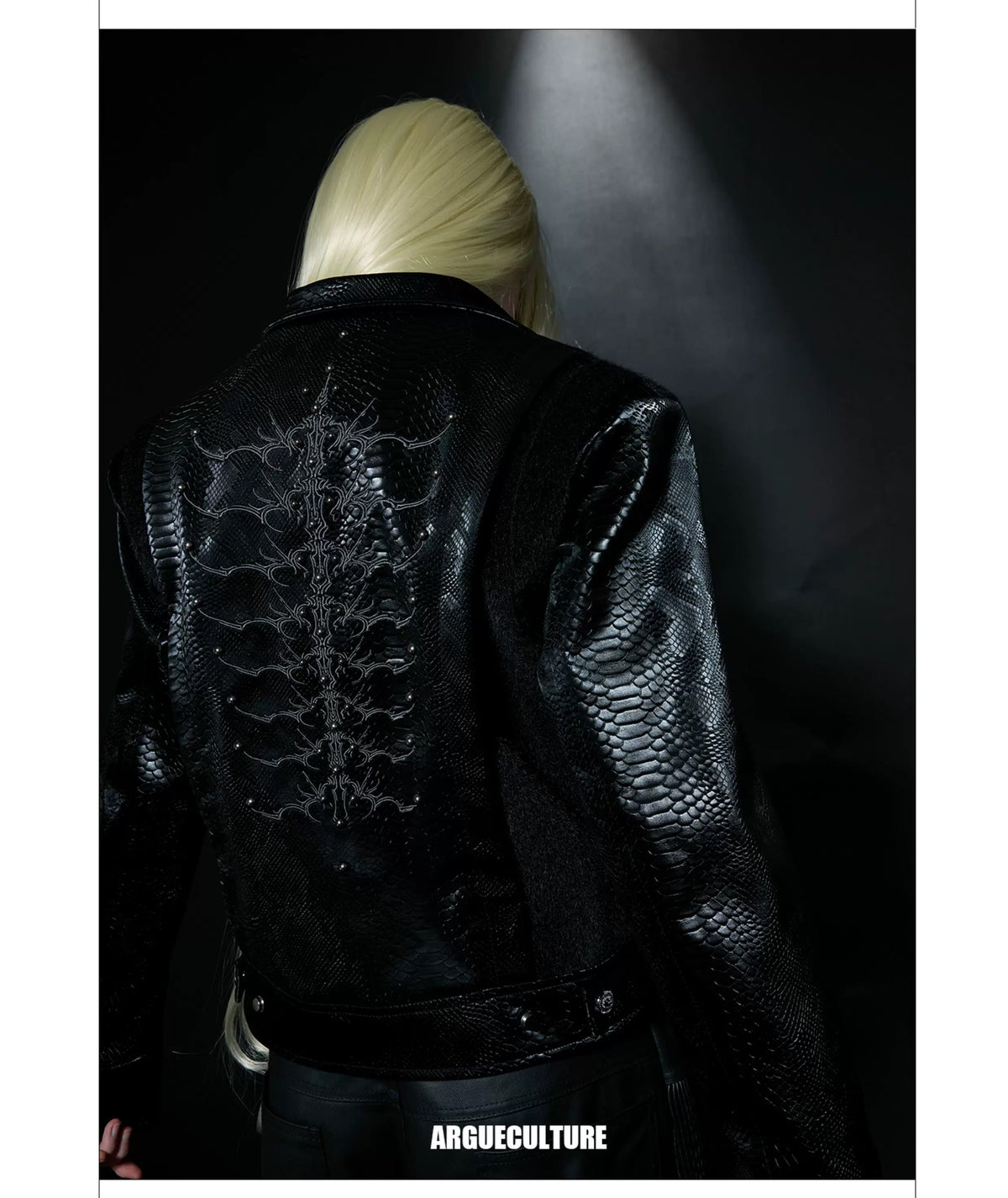 Argue Culture Studded Snake-Embroidered Jacket - product detail view 7