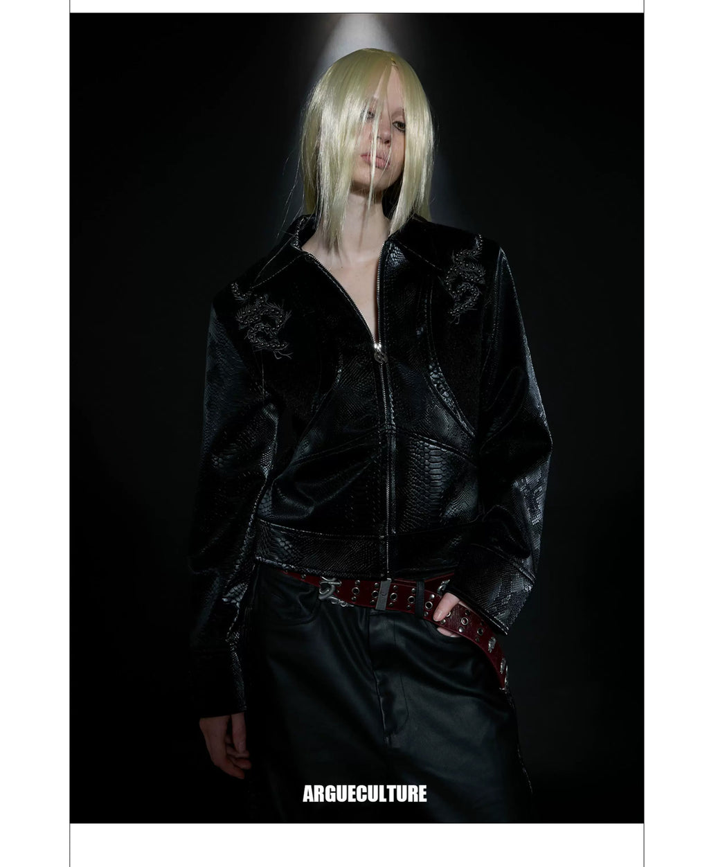 Argue Culture Studded Snake-Embroidered Jacket - product detail view 9
