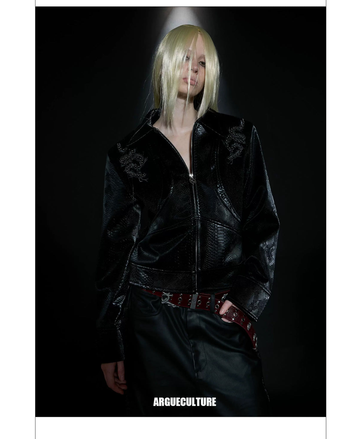 Argue Culture Studded Snake-Embroidered Jacket - product detail view 9
