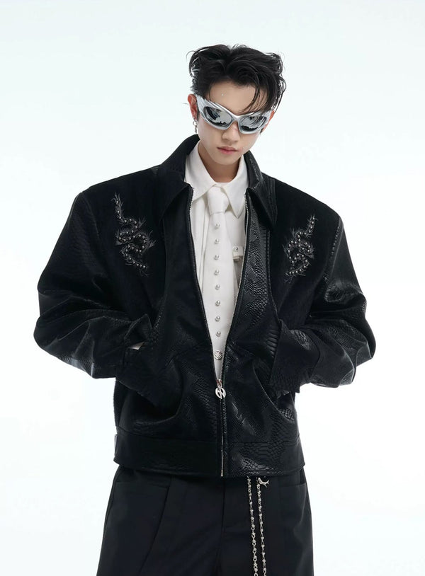 Argue Culture Studded Snake-Embroidered Jacket - product detail view 14