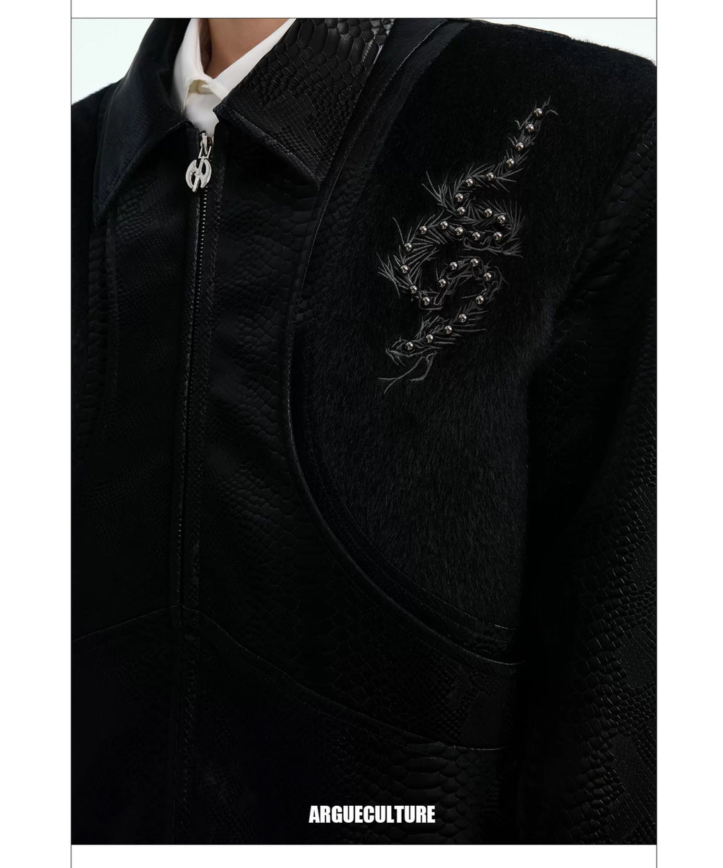 Argue Culture Studded Snake-Embroidered Jacket - product detail view 15