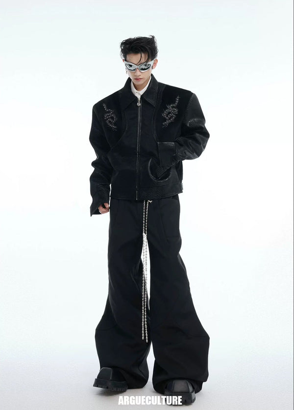 Argue Culture Studded Snake-Embroidered Jacket - product detail view 19