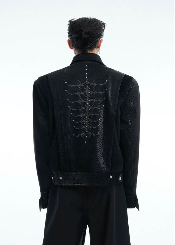 Argue Culture Studded Snake-Embroidered Jacket - product detail view 20