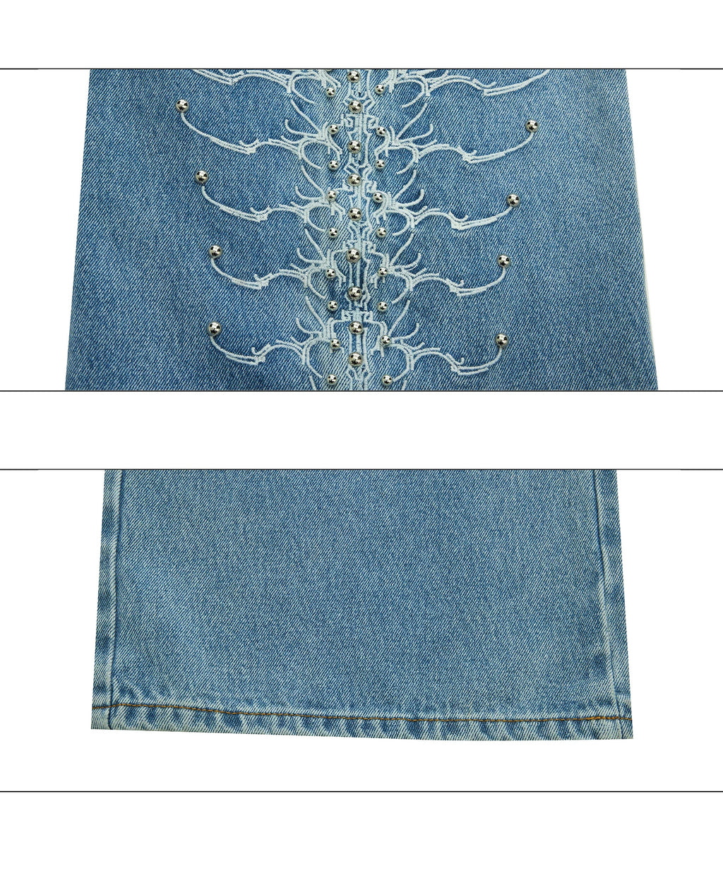 Argue Culture Studded Spine-Panel Washed Jeans - product detail view 10