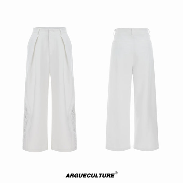 Argue Culture Embroidered Wide-Leg Tailored Pants - color view 7