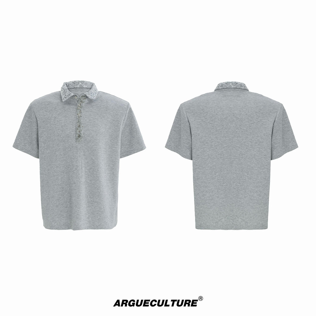 Argue Culture Sequin Square-Collar Pin-Detail Polo Shirt - color view 8