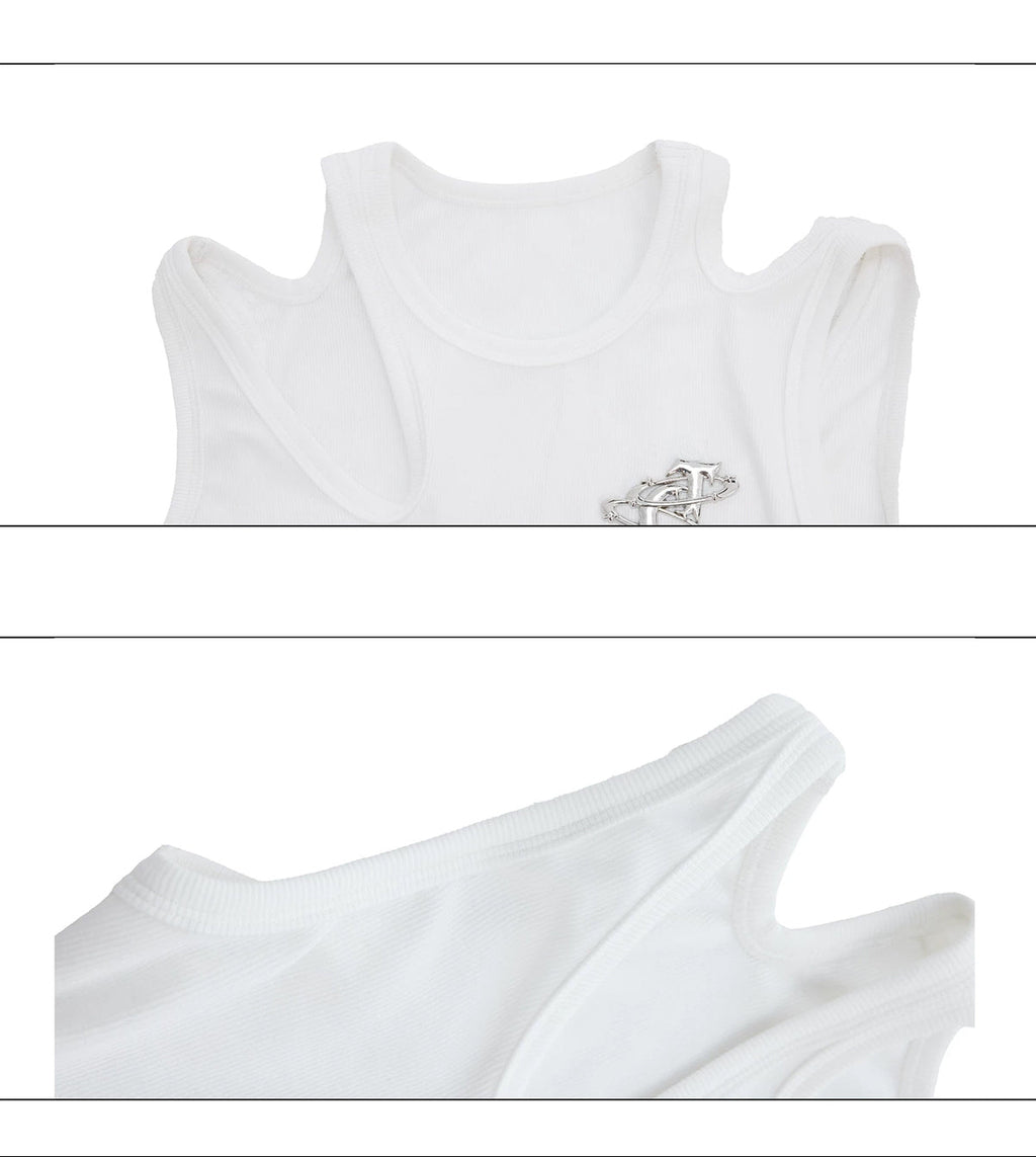 Argue Culture Cutout Metal-Detail Fitted Tank Top - product detail view 11