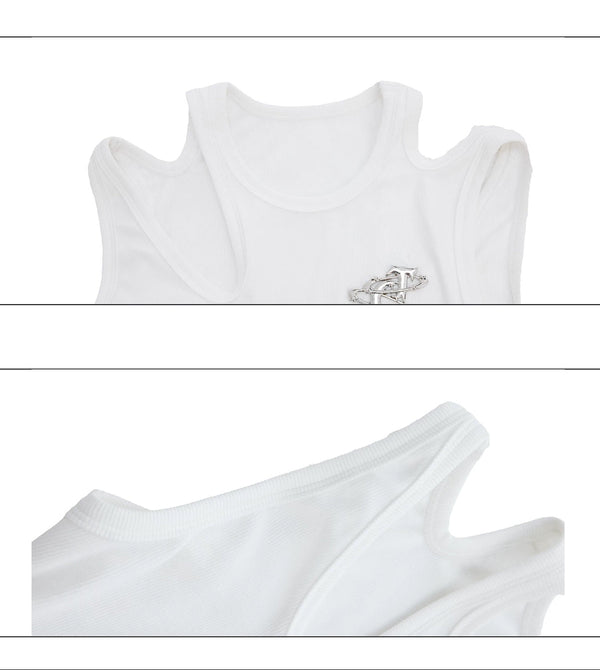 Argue Culture Cutout Metal-Detail Fitted Tank Top - product detail view 11