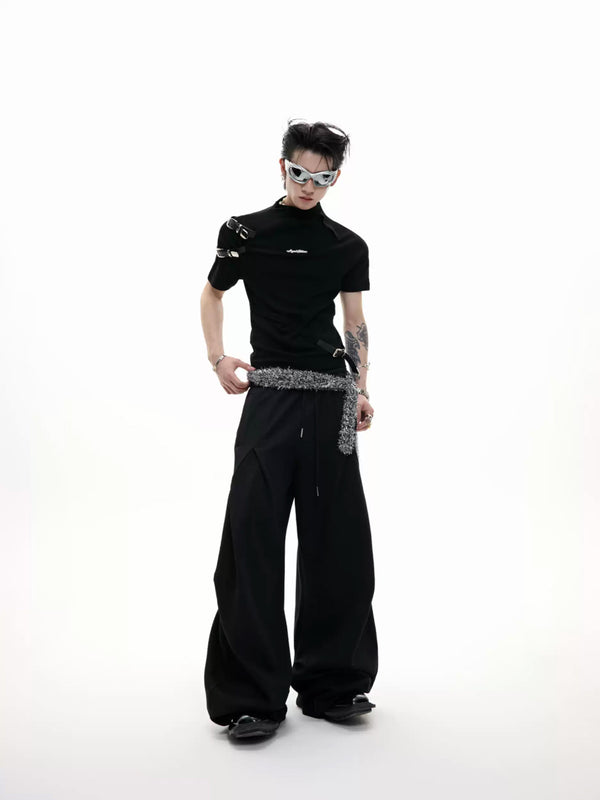 Argue Culture Belted Stand-Collar Fitted T-Shirt - gallery view 3