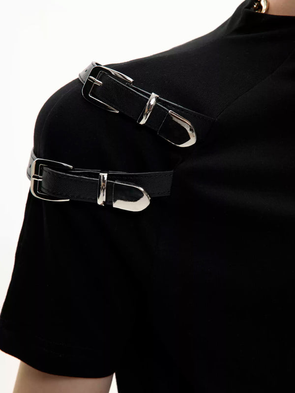 Argue Culture Belted Stand-Collar Fitted T-Shirt - gallery view 4