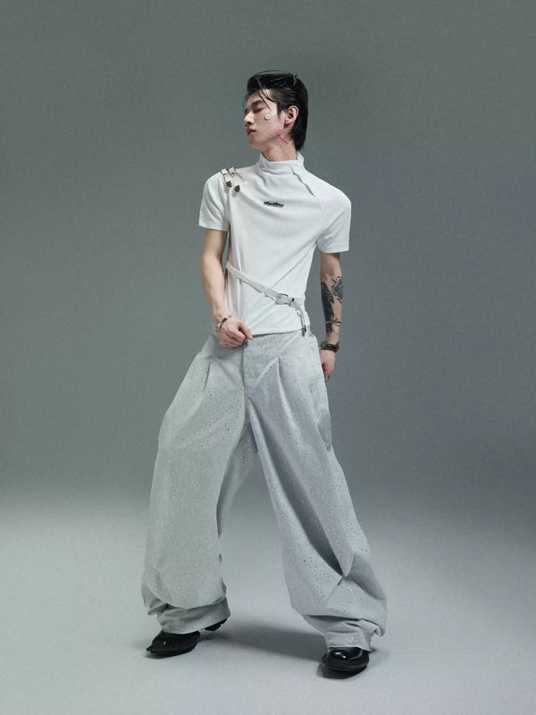 Argue Culture Belted Stand-Collar Fitted T-Shirt - gallery view 5