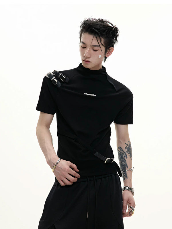 Argue Culture Belted Stand-Collar Fitted T-Shirt - product detail view 6