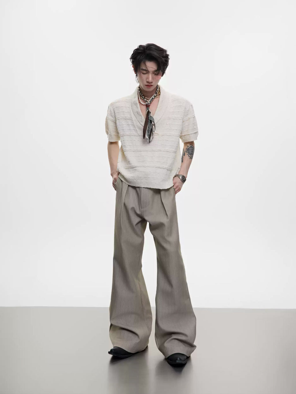 Argue Culture Embroidered Micro-Flare Tailored Pants - gallery view 5