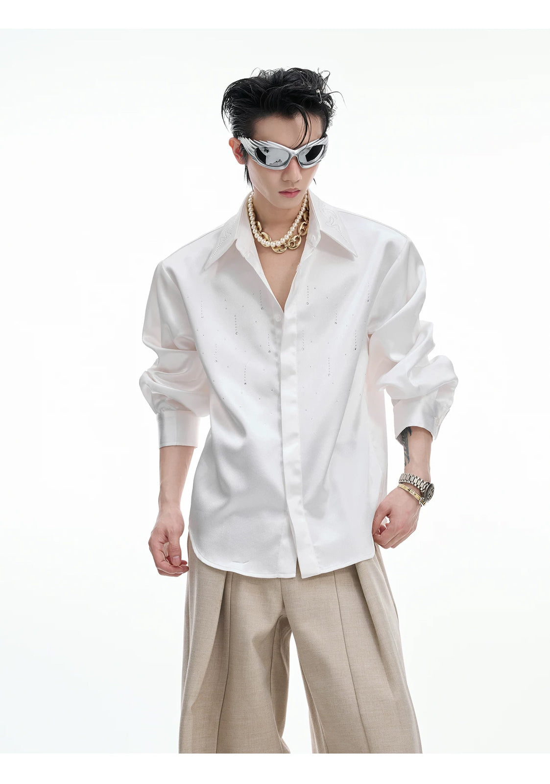 Argue Culture Shimmer Cropped Shirt - product detail view 6