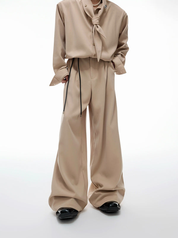Argue Culture Tie-Neck Padded-Shoulder Shirt and Ribbed Pants Set - gallery view 4