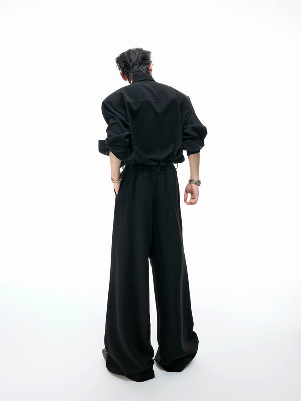 Argue Culture Tie-Neck Padded-Shoulder Shirt and Ribbed Pants Set - gallery view 5