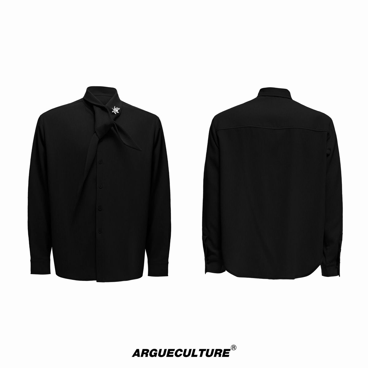 Argue Culture Tie-Neck Padded-Shoulder Shirt and Ribbed Pants Set - color view 7
