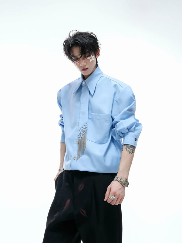 Argue Culture Tie-Panel Padded-Shoulder Shirt - gallery view 2