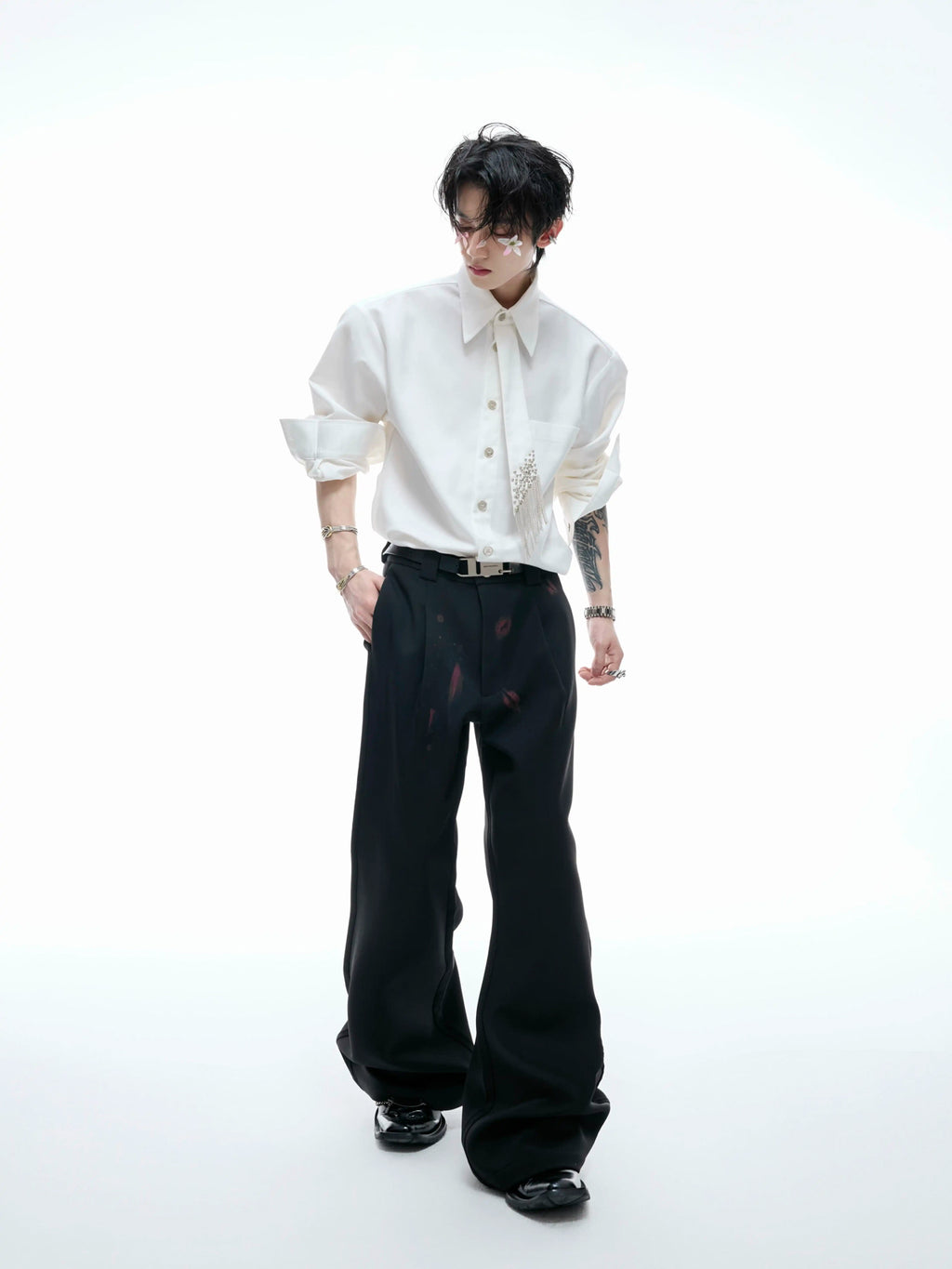 Argue Culture Tie-Panel Padded-Shoulder Shirt - gallery view 5