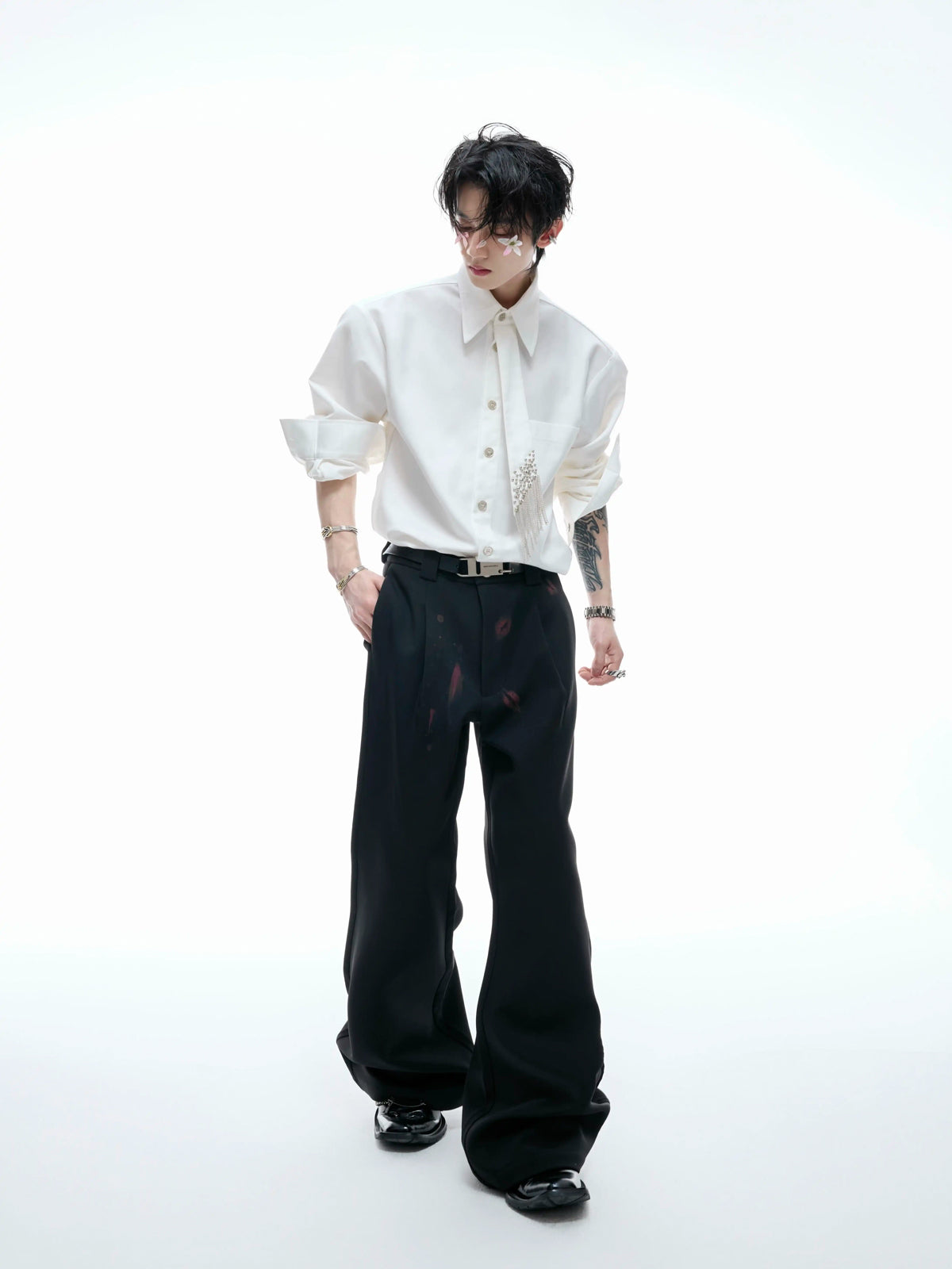 Argue Culture Tie-Panel Padded-Shoulder Shirt - gallery view 5