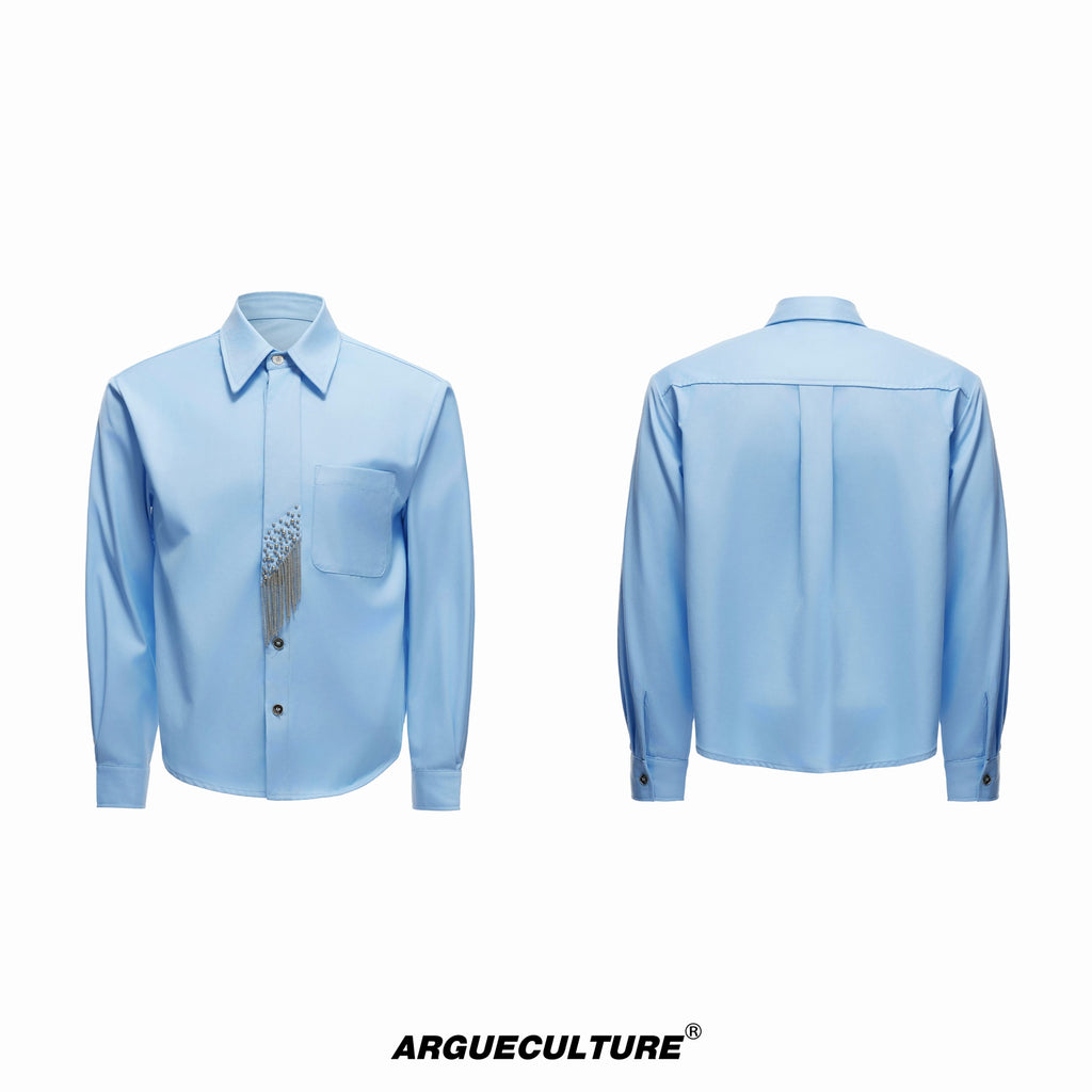 Argue Culture Tie-Panel Padded-Shoulder Shirt - color view 7