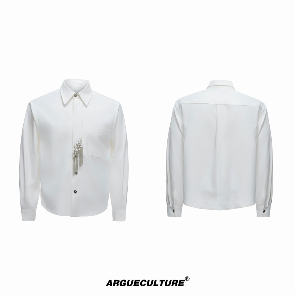 Argue Culture Tie-Panel Padded-Shoulder Shirt - color view 8