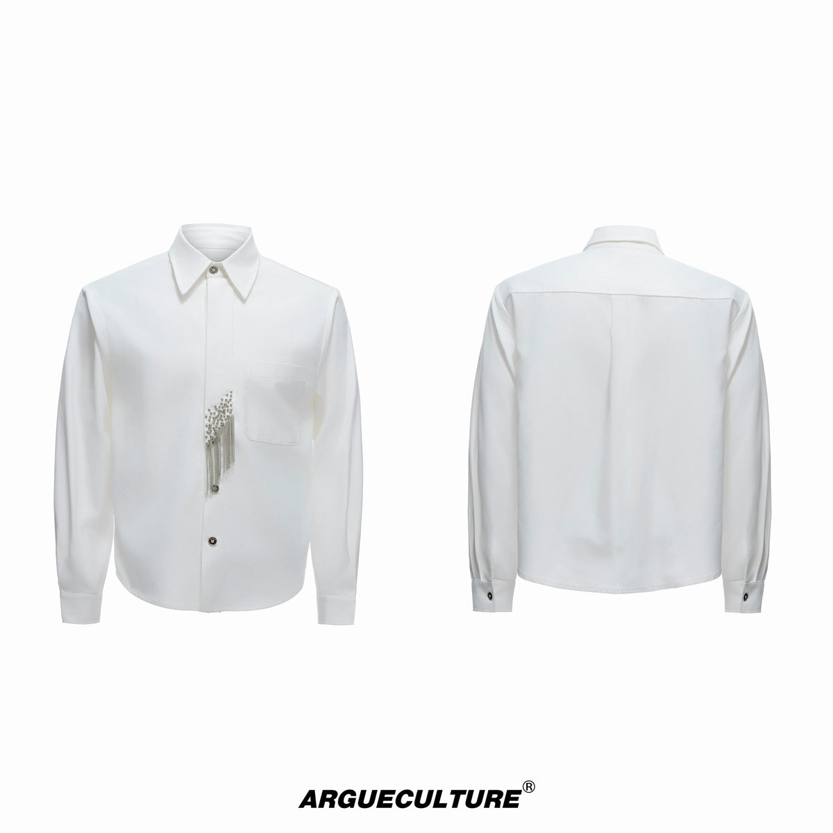Argue Culture Tie-Panel Padded-Shoulder Shirt - color view 8