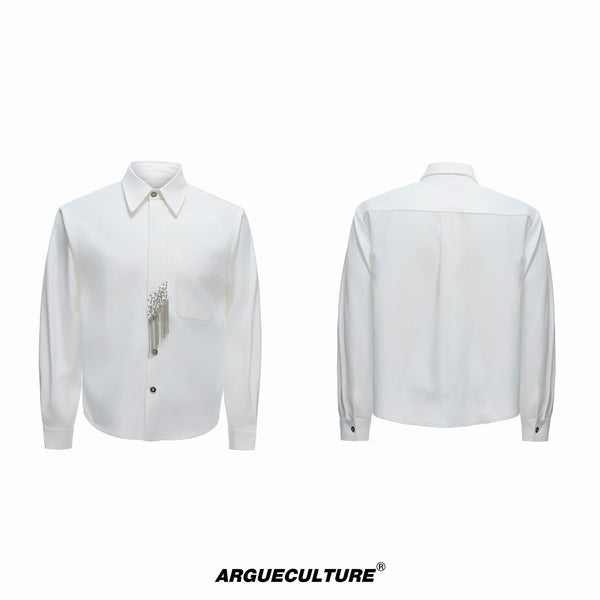 Argue Culture Tie-Panel Padded-Shoulder Shirt - color view 8