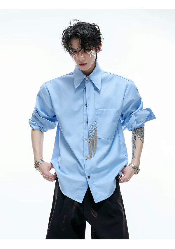 Argue Culture Tie-Panel Padded-Shoulder Shirt - product detail view 6