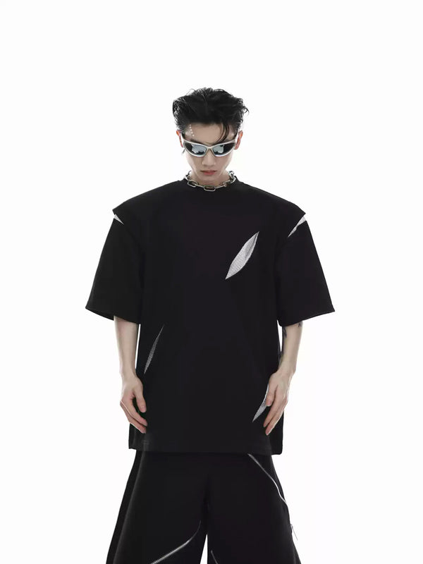 Argue Culture Panelled Padded-Shoulder T-Shirt - gallery view 3
