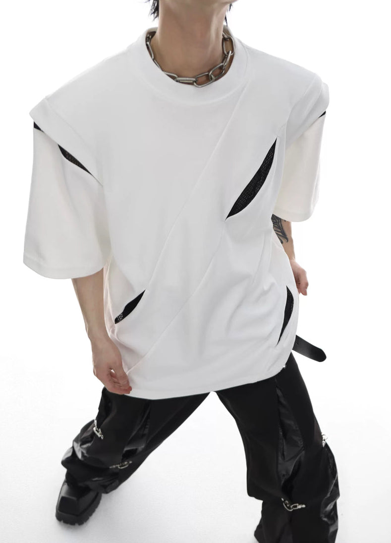 Argue Culture Panelled Padded-Shoulder T-Shirt - product detail view 2