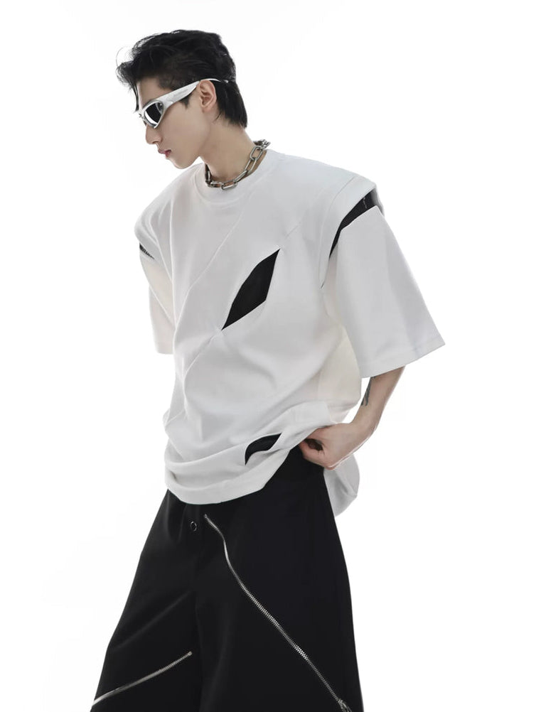 Argue Culture Panelled Padded-Shoulder T-Shirt - product detail view 4