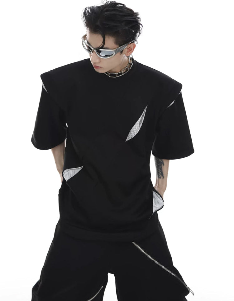 Argue Culture Panelled Padded-Shoulder T-Shirt - product detail view 8