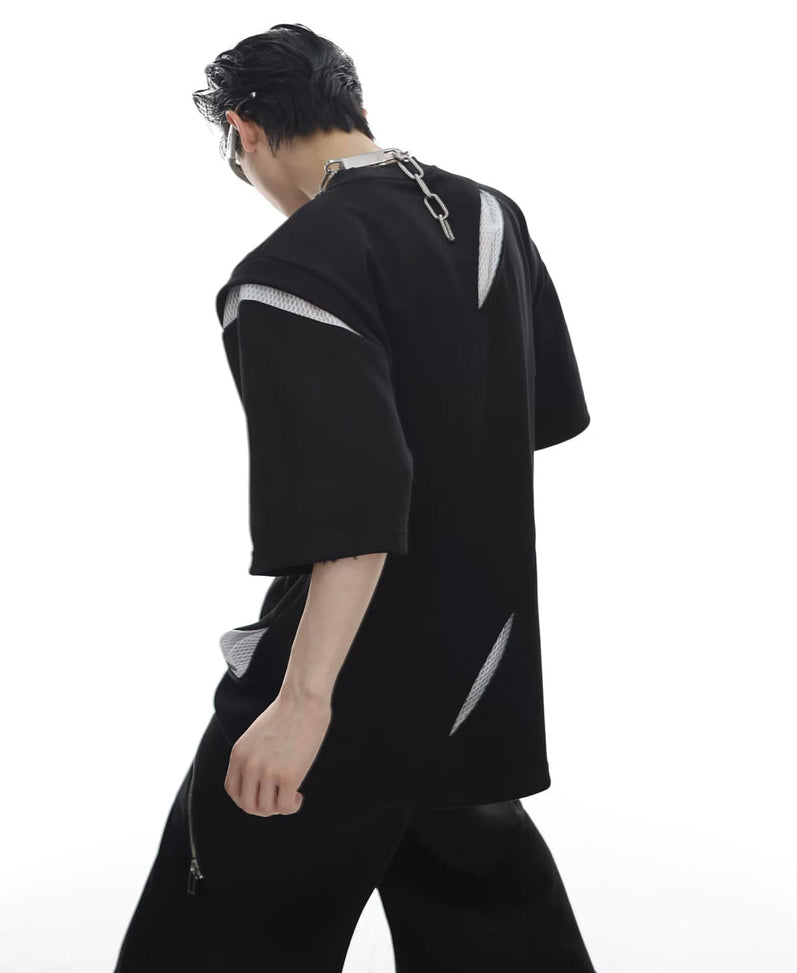 Argue Culture Panelled Padded-Shoulder T-Shirt - product detail view 9