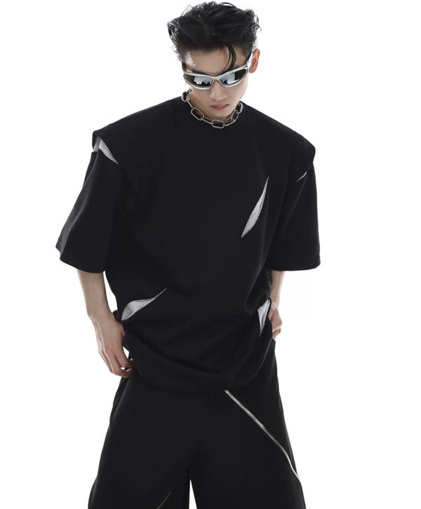 Argue Culture Panelled Padded-Shoulder T-Shirt - product detail view 13
