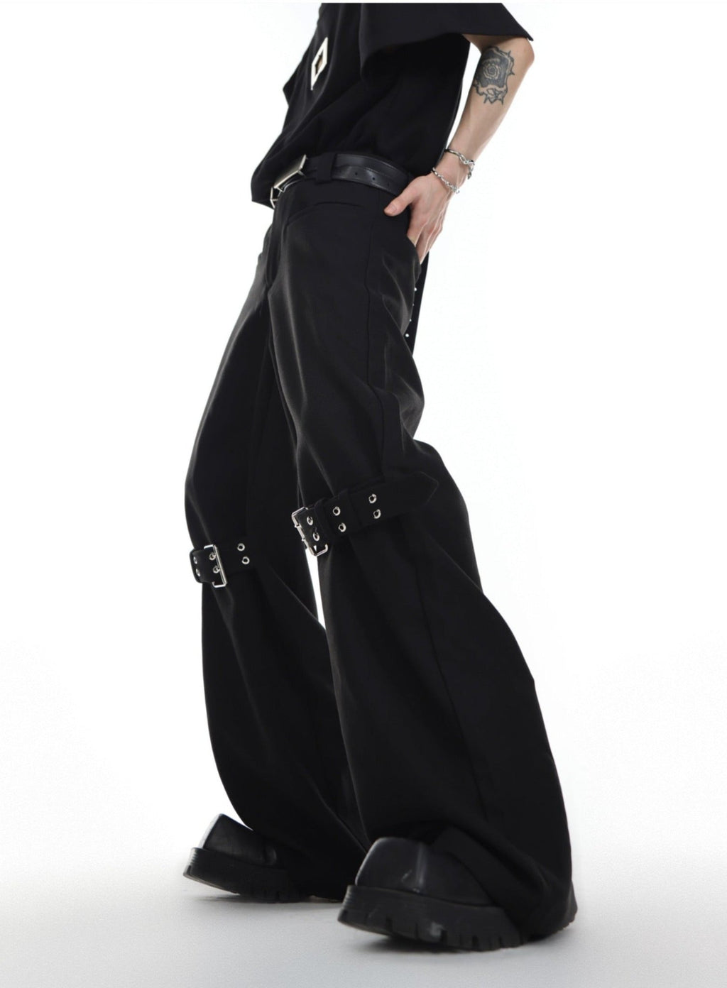 ArguE CulturE Buckle Flared Trousers - COPPING THREADS - ArguE CulturE