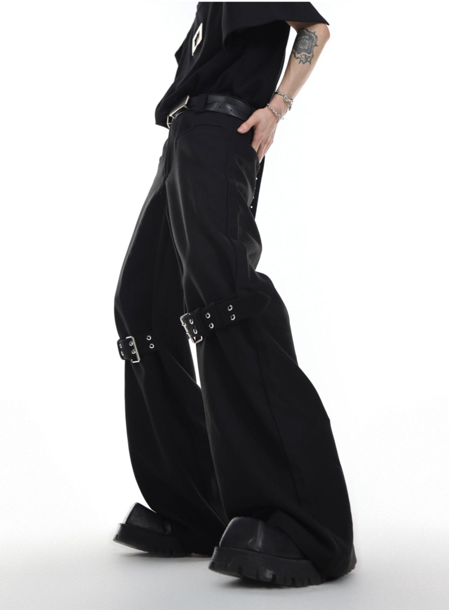 ArguE CulturE Buckle Flared Trousers - COPPING THREADS - ArguE CulturE