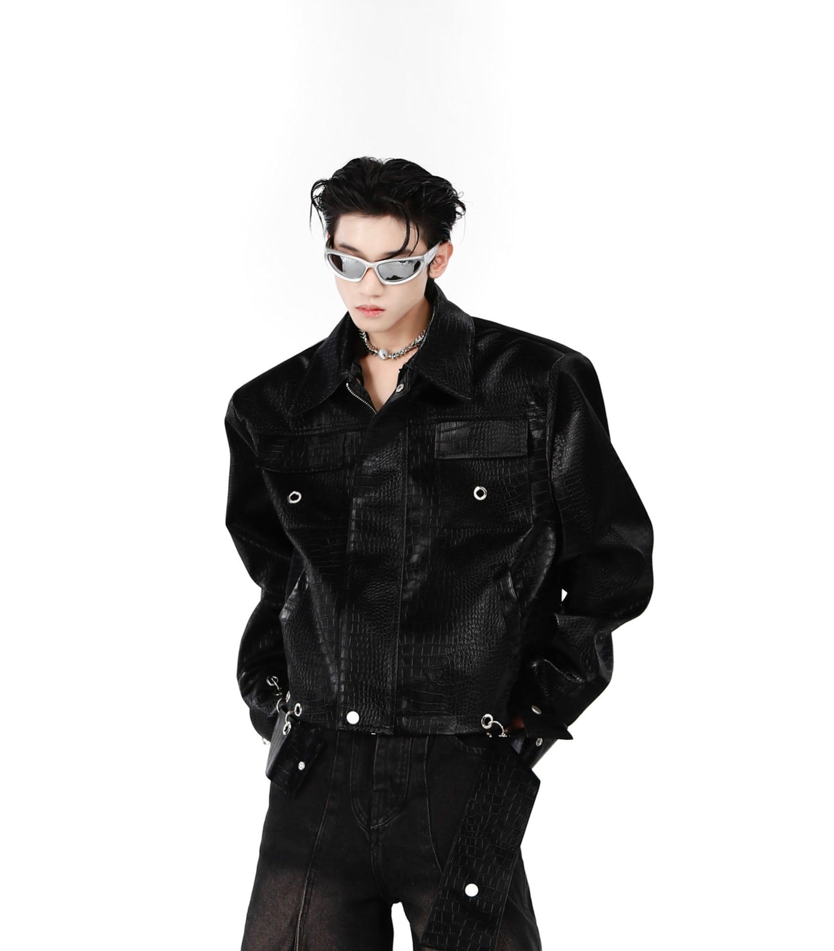 ArguE CulturE Crocodile Pattern PU Jacket - COPPING THREADS - ArguE CulturE 메인 이미지