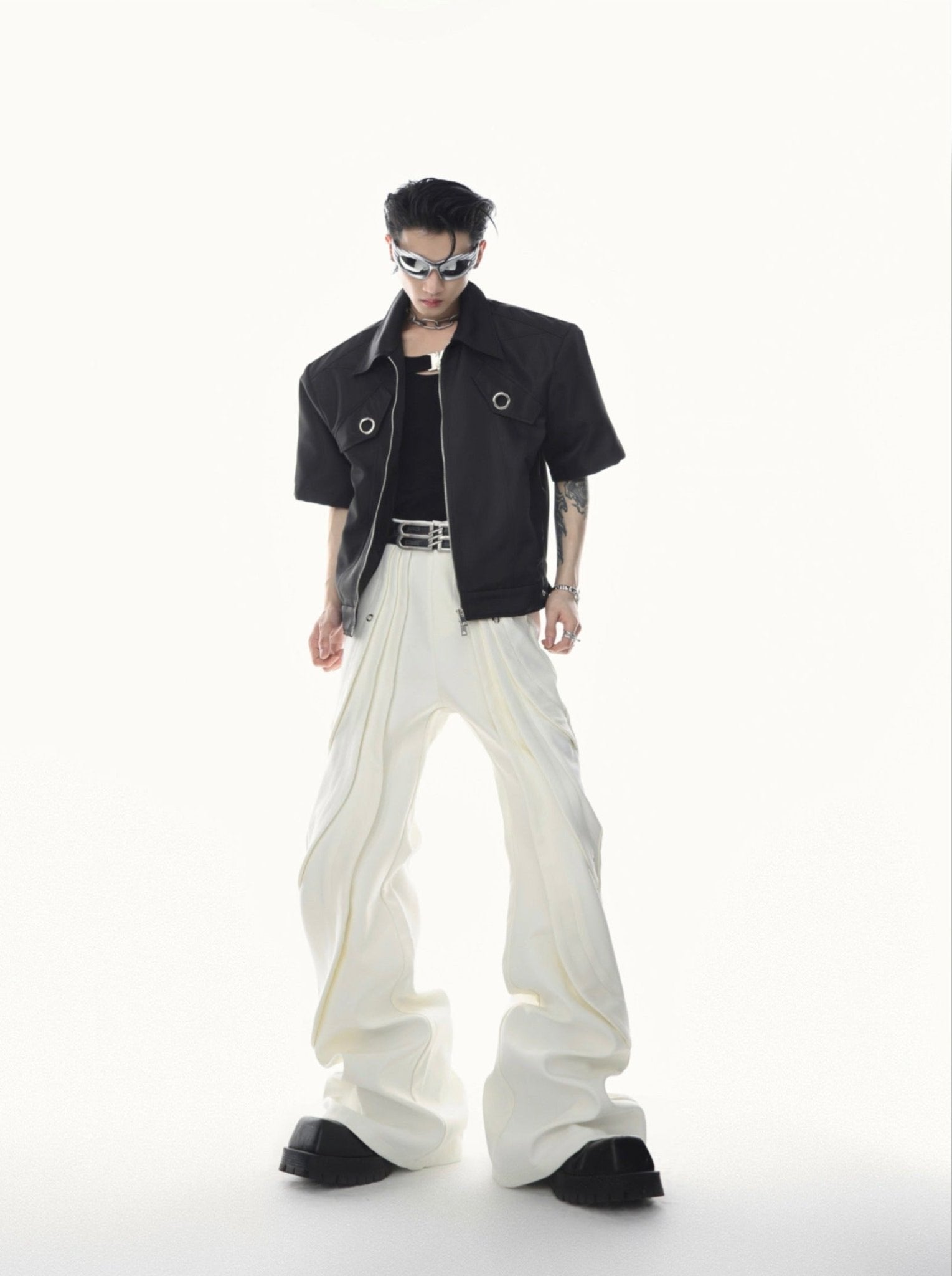 ArguE CulturE Deconstructed Slim Flared Trouser White - COPPING THREADS - ArguE CulturE