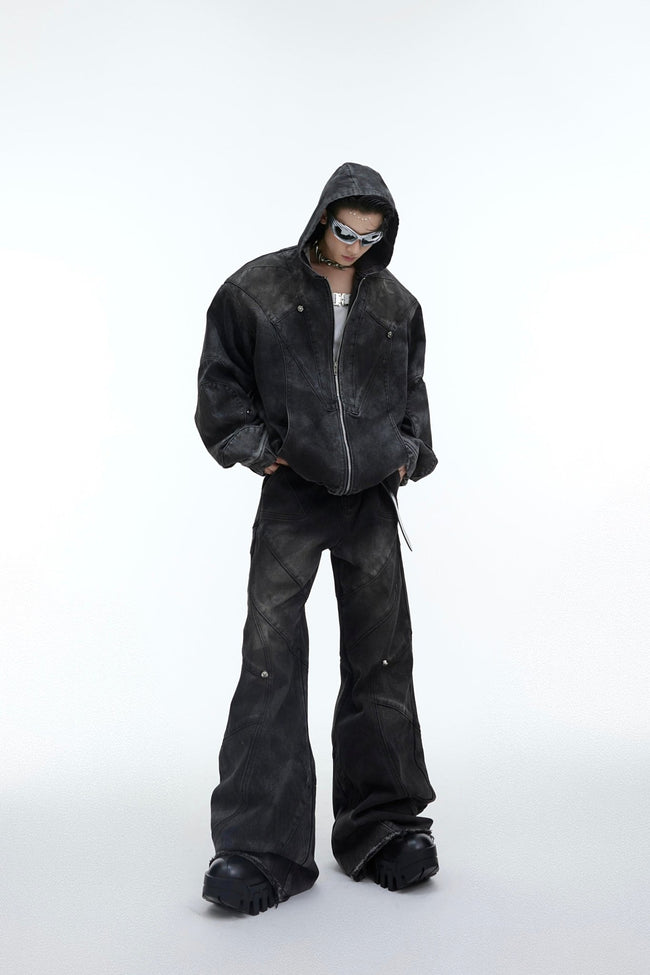 ArguE CulturE Distressed Metal Button Denim Jacket - COPPING THREADS - ArguE CulturE Hover Image