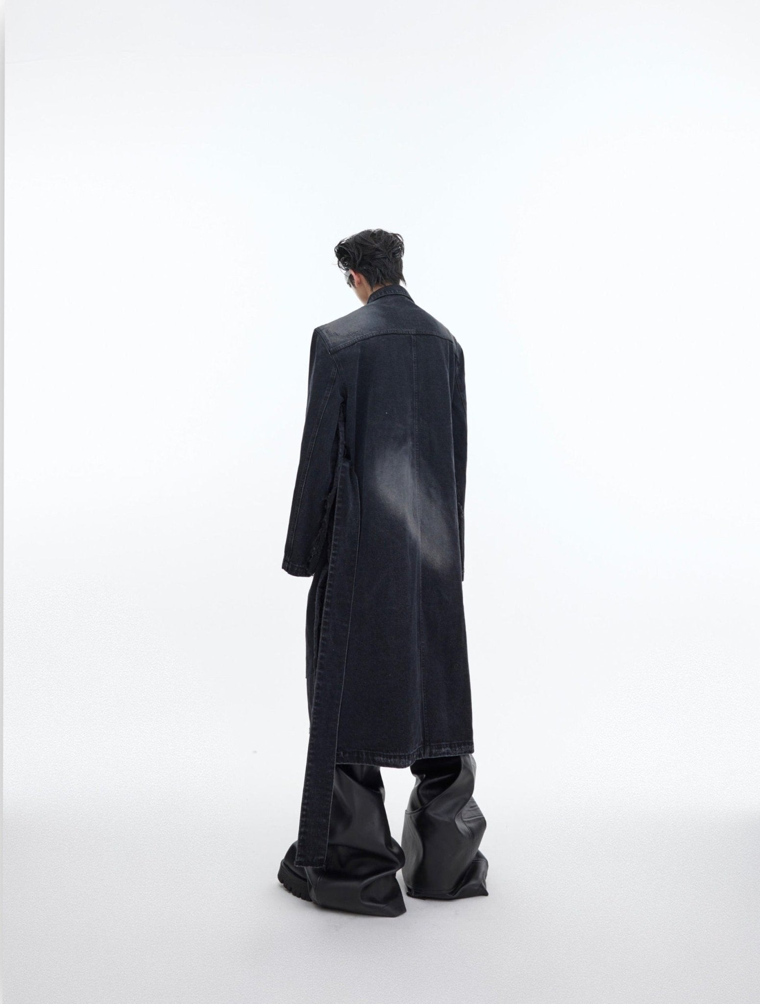 ArguE CulturE Distressed Washed Silhouette Long - style Denim Jacket - COPPING THREADS - ArguE CulturE