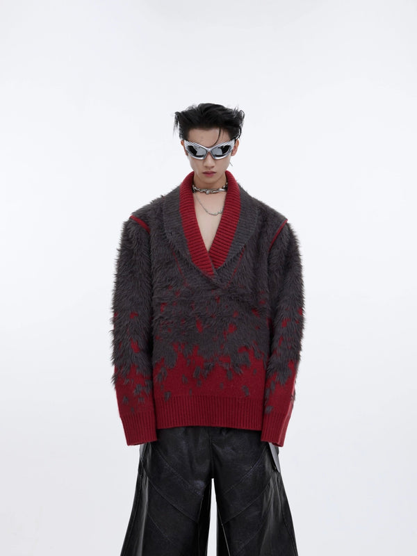 ArguE CulturE Gradient V - neck Knit Sweater - COPPING THREADS - ArguE CulturE