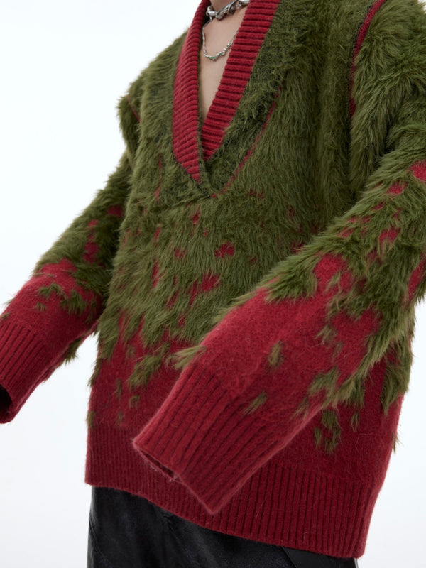 ArguE CulturE Gradient V - neck Knit Sweater - COPPING THREADS - ArguE CulturE