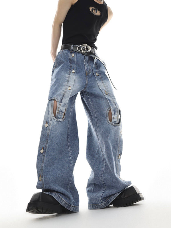 ArguE CulturE Metal Button Cutout Denim - COPPING THREADS - ArguE CulturE