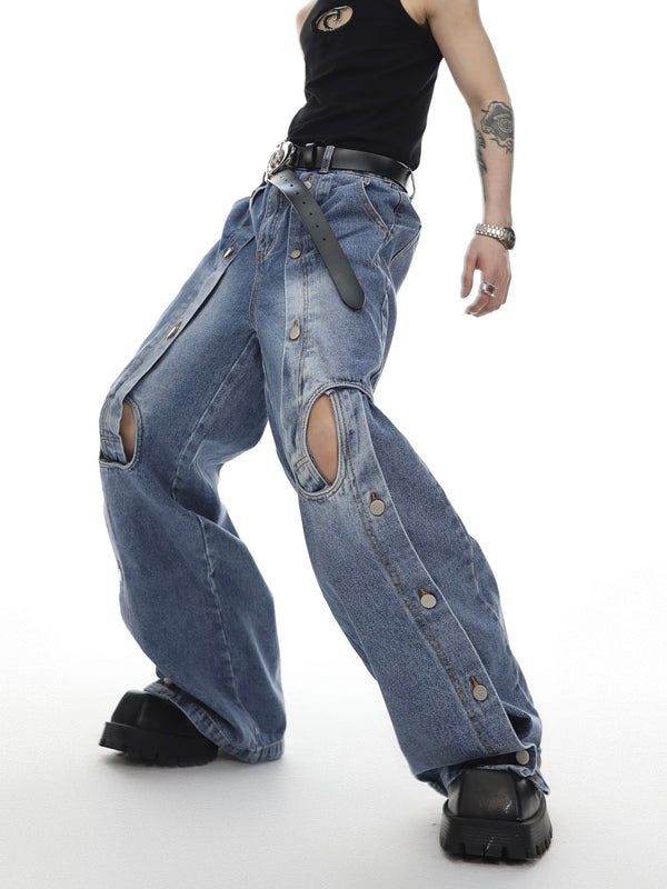 ArguE CulturE Metal Button Cutout Denim - COPPING THREADS - ArguE CulturE