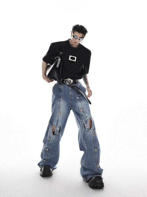ArguE CulturE Metal Button Cutout Denim - COPPING THREADS - ArguE CulturE