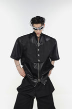 ArguE CulturE Metal Button Patchwork PU Jacket - COPPING THREADS - ArguE CulturE