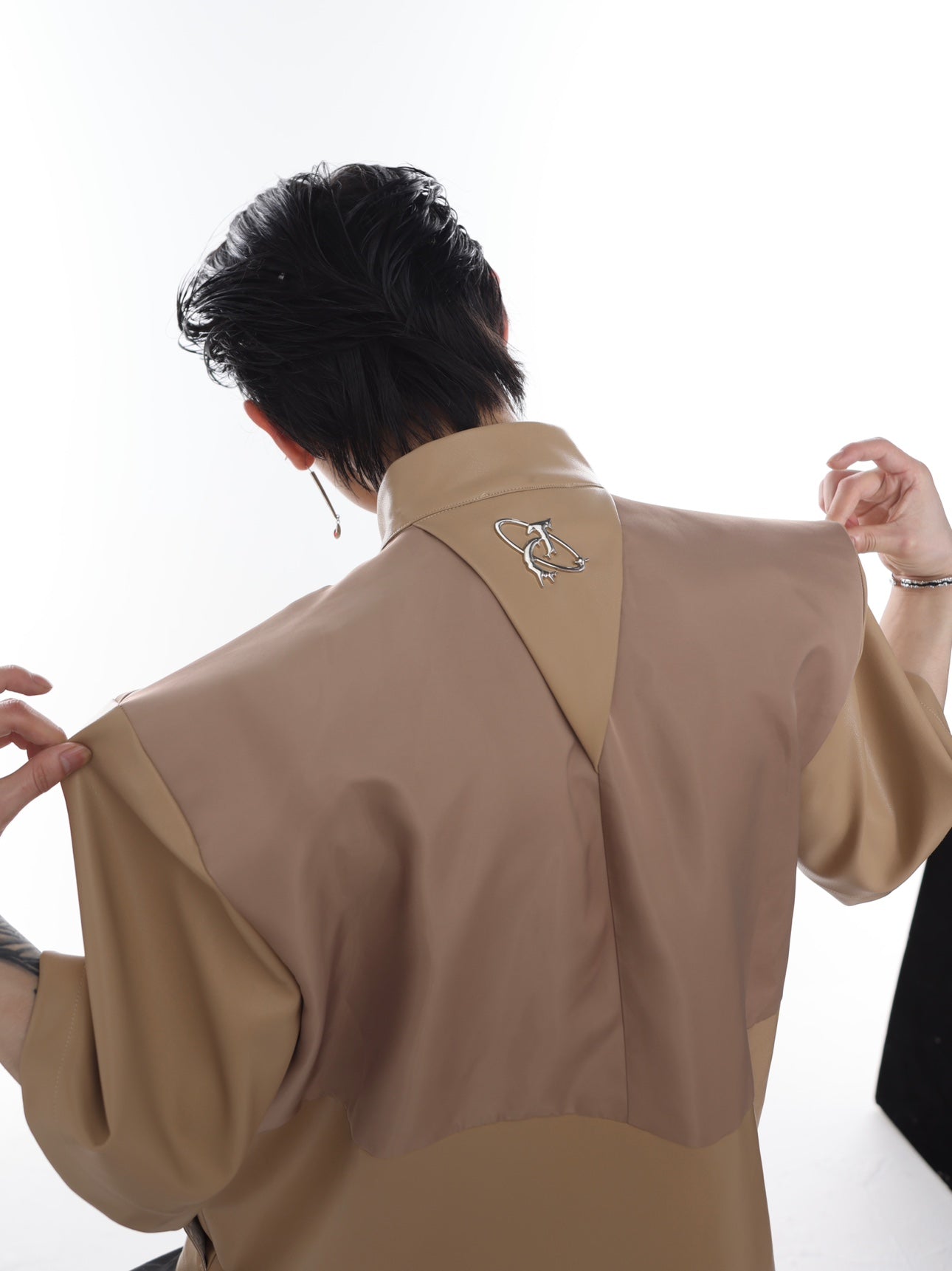 ArguE CulturE Metal Button Patchwork PU Jacket - COPPING THREADS - ArguE CulturE