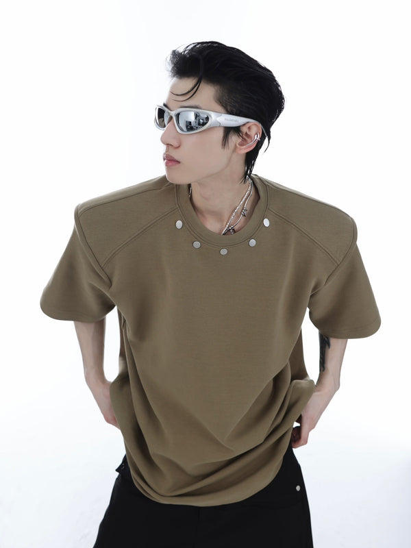 ArguE CulturE Metal Button Shoulder Pad Tee - COPPING THREADS - ArguE CulturE