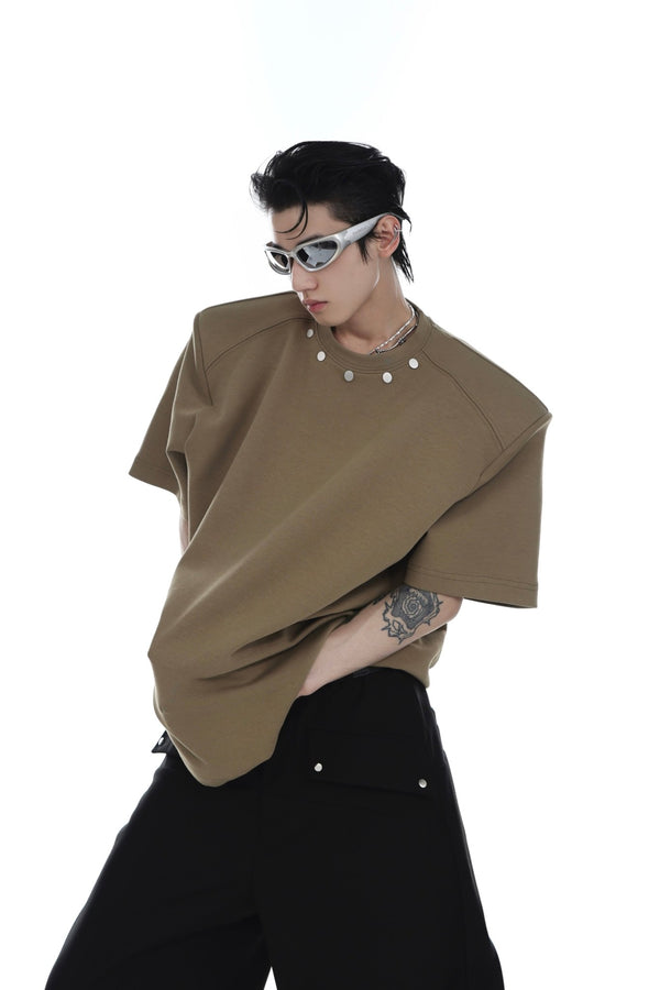 ArguE CulturE Metal Button Shoulder Pad Tee - COPPING THREADS - ArguE CulturE